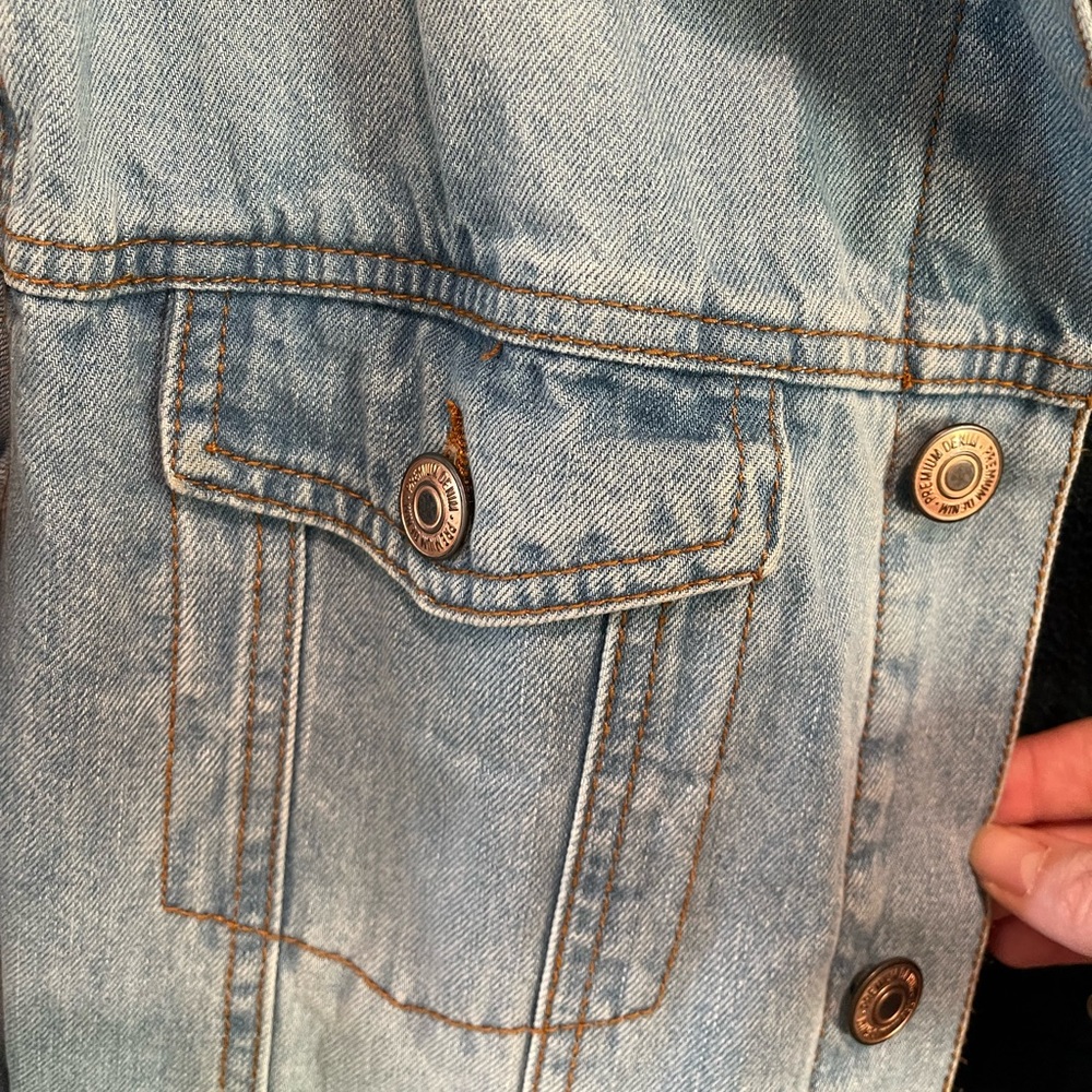 Forever 21 MEN Distressed Denim Winter Jacket Double-Lined Size M/L UNISEX - Picture 5 of 12